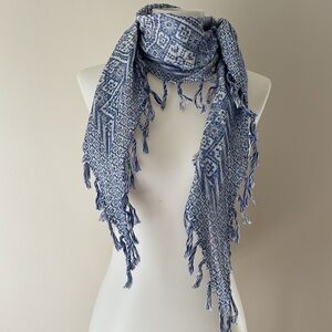 Madewell Fringe Bandana Scarf in Geometric Ikat Print